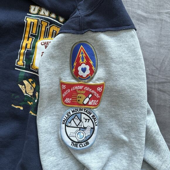 Riley Vintage 1880 Sweatshirt All Patched Up College Notre Dame Split - Picture 6 of 7